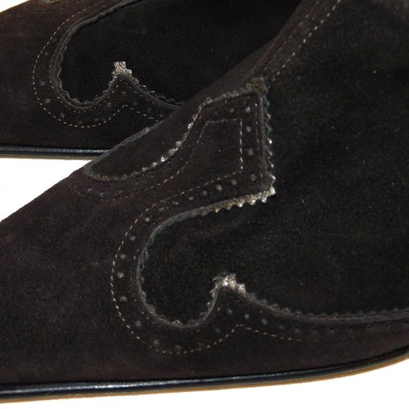 Aquatalia By Marvin K Made In Italy Suede Leather Heels Size 9 Slip On Western - Picture 8 of 12
